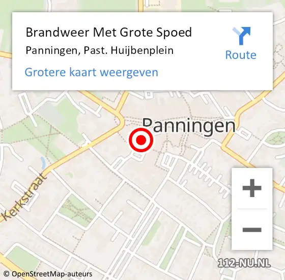 Locatie op kaart van de 112 melding: Brandweer Met Grote Spoed Naar Panningen, Past. Huijbenplein op 20 juli 2023 10:05