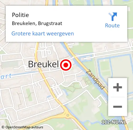 Locatie op kaart van de 112 melding: Politie Breukelen, Brugstraat op 20 juli 2023 10:24