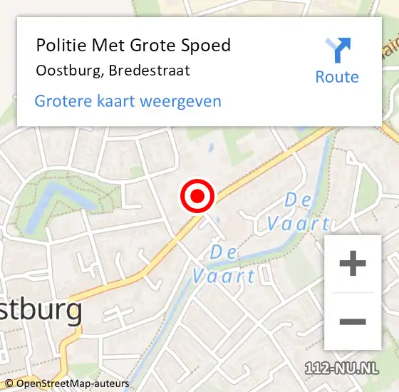 Locatie op kaart van de 112 melding: Politie Met Grote Spoed Naar Oostburg, Bredestraat op 20 juli 2023 10:37