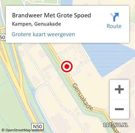 Locatie op kaart van de 112 melding: Brandweer Met Grote Spoed Naar Kampen, Genuakade op 20 juli 2023 11:00