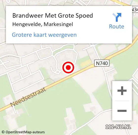 Locatie op kaart van de 112 melding: Brandweer Met Grote Spoed Naar Hengevelde, Markesingel op 20 juli 2023 11:09