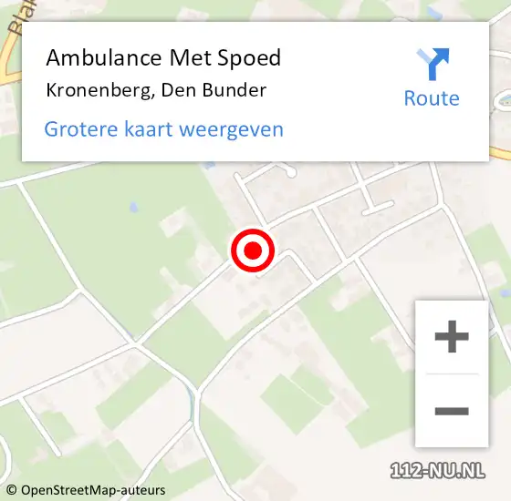 Locatie op kaart van de 112 melding: Ambulance Met Spoed Naar Kronenberg, Den Bunder op 2 september 2014 10:57