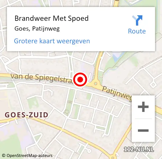 Locatie op kaart van de 112 melding: Brandweer Met Spoed Naar Goes, Patijnweg op 13 oktober 2013 12:18