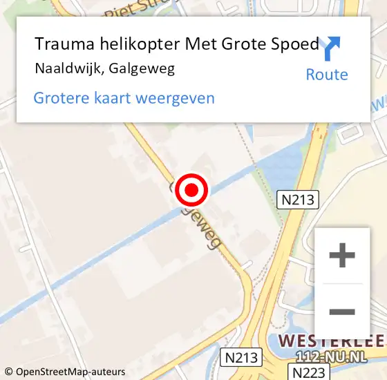 Locatie op kaart van de 112 melding: Trauma helikopter Met Grote Spoed Naar Naaldwijk, Galgeweg op 20 juli 2023 12:13