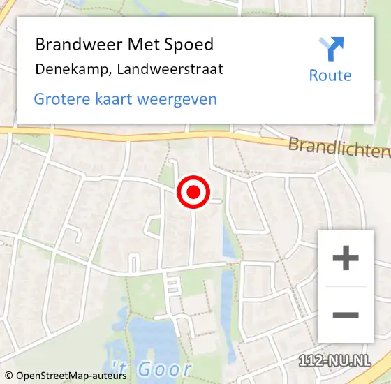 Locatie op kaart van de 112 melding: Brandweer Met Spoed Naar Denekamp, Landweerstraat op 20 juli 2023 12:24