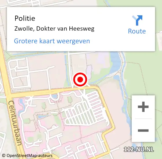 Locatie op kaart van de 112 melding: Politie Zwolle, Dokter van Heesweg op 20 juli 2023 12:31