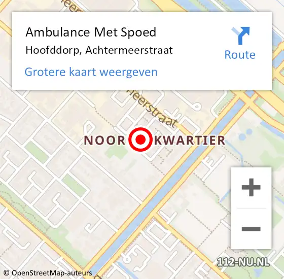 Locatie op kaart van de 112 melding: Ambulance Met Spoed Naar Hoofddorp, Achtermeerstraat op 20 juli 2023 12:35