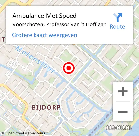 Locatie op kaart van de 112 melding: Ambulance Met Spoed Naar Voorschoten, Professor Van 't Hofflaan op 20 juli 2023 12:45