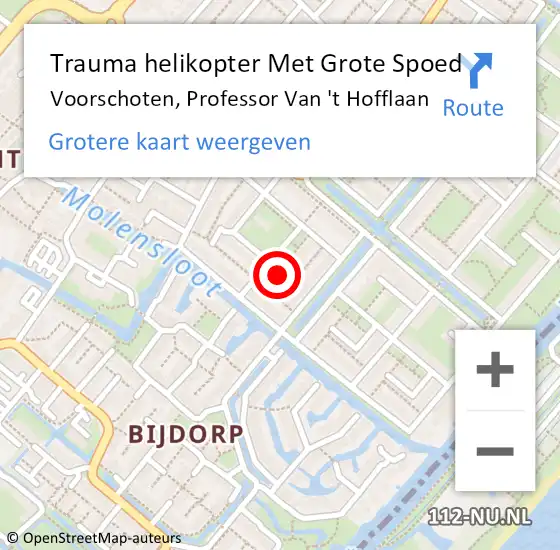 Locatie op kaart van de 112 melding: Trauma helikopter Met Grote Spoed Naar Voorschoten, Professor Van 't Hofflaan op 20 juli 2023 12:48