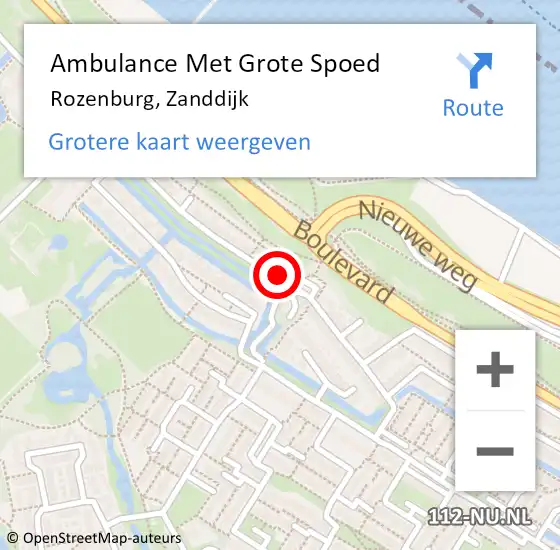 Locatie op kaart van de 112 melding: Ambulance Met Grote Spoed Naar Rozenburg, Zanddijk op 20 juli 2023 12:51