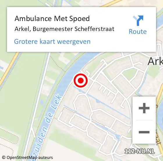 Locatie op kaart van de 112 melding: Ambulance Met Spoed Naar Arkel, Burgemeester Schefferstraat op 20 juli 2023 13:01