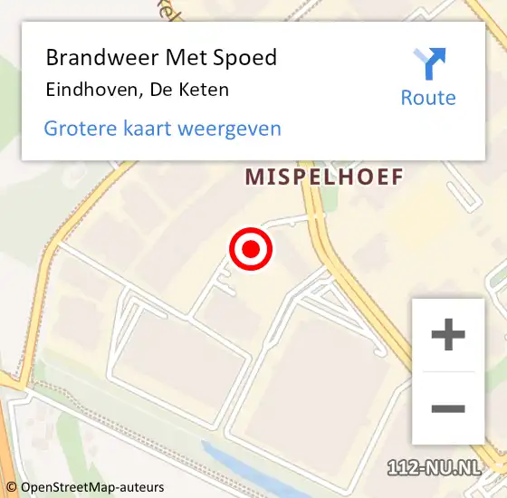 Locatie op kaart van de 112 melding: Brandweer Met Spoed Naar Eindhoven, De Keten op 20 juli 2023 13:08