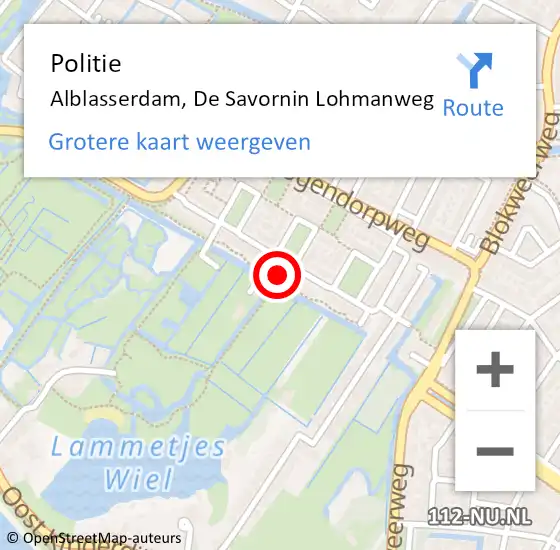 Locatie op kaart van de 112 melding: Politie Alblasserdam, De Savornin Lohmanweg op 20 juli 2023 13:15