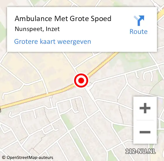 Locatie op kaart van de 112 melding: Ambulance Met Grote Spoed Naar Nunspeet, Inzet op 2 september 2014 11:08