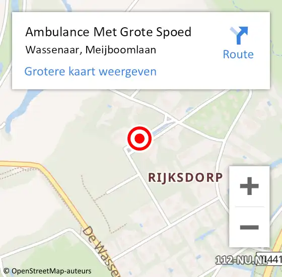 Locatie op kaart van de 112 melding: Ambulance Met Grote Spoed Naar Wassenaar, Meijboomlaan op 2 september 2014 11:10