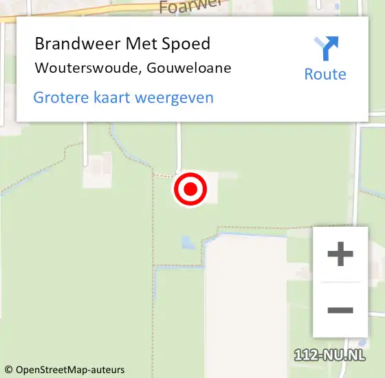 Locatie op kaart van de 112 melding: Brandweer Met Spoed Naar Wouterswoude, Gouweloane op 20 juli 2023 14:14