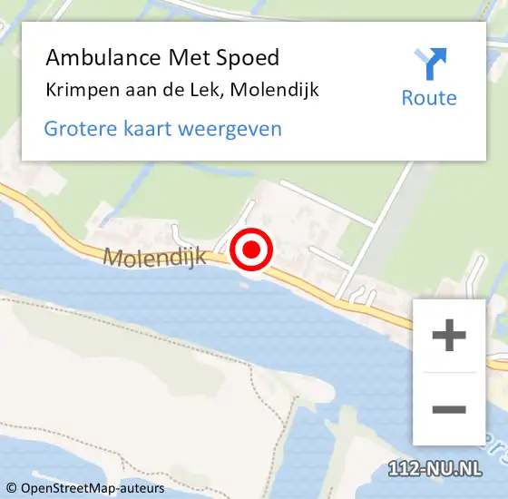Locatie op kaart van de 112 melding: Ambulance Met Spoed Naar Krimpen aan de Lek, Molendijk op 20 juli 2023 14:15