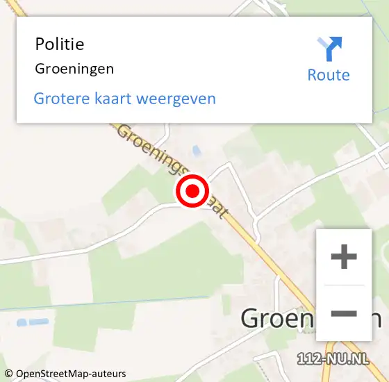 Locatie op kaart van de 112 melding: Politie Groeningen op 20 juli 2023 14:27