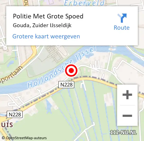 Locatie op kaart van de 112 melding: Politie Met Grote Spoed Naar Gouda, Zuider IJsseldijk op 20 juli 2023 14:33