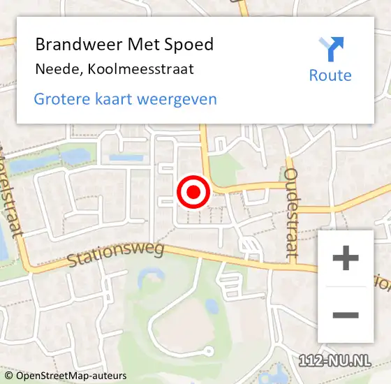 Locatie op kaart van de 112 melding: Brandweer Met Spoed Naar Neede, Koolmeesstraat op 20 juli 2023 14:39