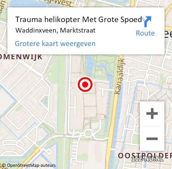 Locatie op kaart van de 112 melding: Trauma helikopter Met Grote Spoed Naar Waddinxveen, Marktstraat op 20 juli 2023 14:48