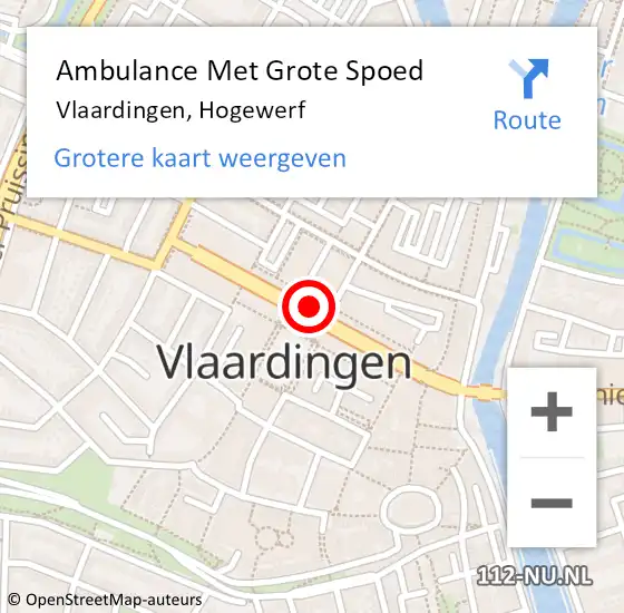 Locatie op kaart van de 112 melding: Ambulance Met Grote Spoed Naar Vlaardingen, Hogewerf op 20 juli 2023 14:58
