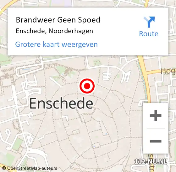 Locatie op kaart van de 112 melding: Brandweer Geen Spoed Naar Enschede, Noorderhagen op 20 juli 2023 14:58