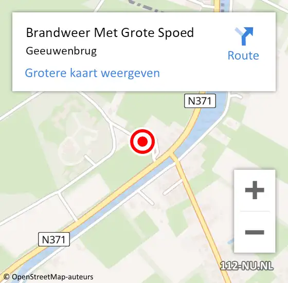 Locatie op kaart van de 112 melding: Brandweer Met Grote Spoed Naar Geeuwenbrug op 20 juli 2023 15:03