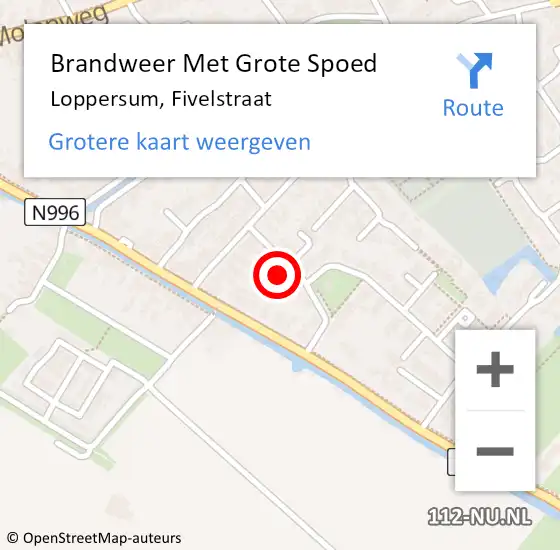 Locatie op kaart van de 112 melding: Brandweer Met Grote Spoed Naar Loppersum, Fivelstraat op 20 juli 2023 15:11