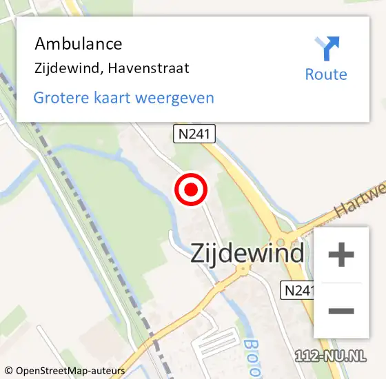 Locatie op kaart van de 112 melding: Ambulance Zijdewind, Havenstraat op 20 juli 2023 15:27