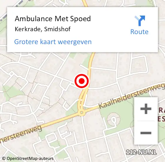 Locatie op kaart van de 112 melding: Ambulance Met Spoed Naar Kerkrade, Smidshof op 2 september 2014 11:27