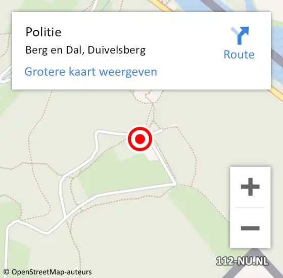 Locatie op kaart van de 112 melding: Politie Berg en Dal, Duivelsberg op 20 juli 2023 15:38