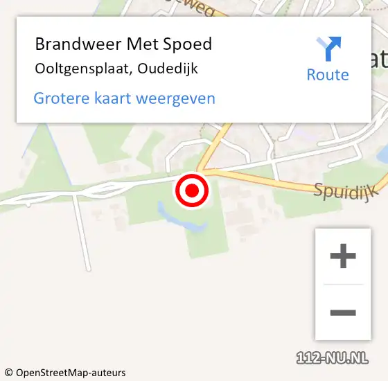 Locatie op kaart van de 112 melding: Brandweer Met Spoed Naar Ooltgensplaat, Oudedijk op 20 juli 2023 15:42