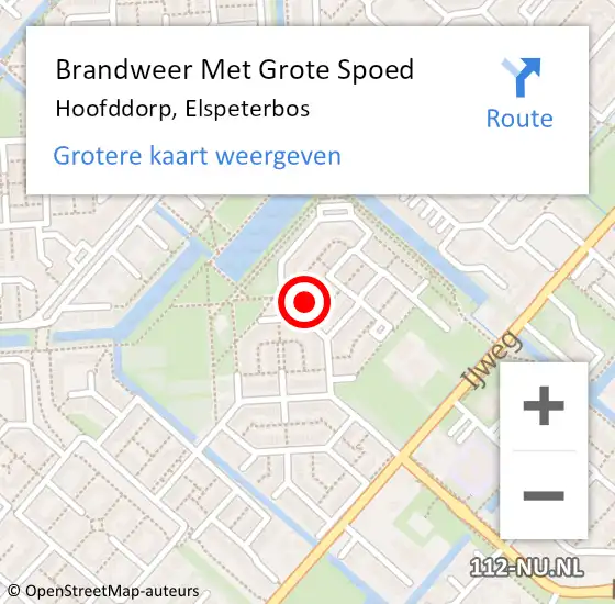 Locatie op kaart van de 112 melding: Brandweer Met Grote Spoed Naar Hoofddorp, Elspeterbos op 20 juli 2023 16:23