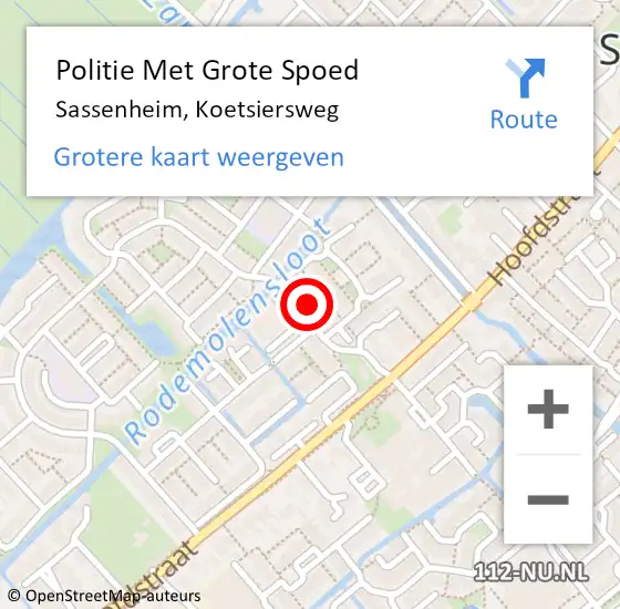 Locatie op kaart van de 112 melding: Politie Met Grote Spoed Naar Sassenheim, Koetsiersweg op 20 juli 2023 16:48
