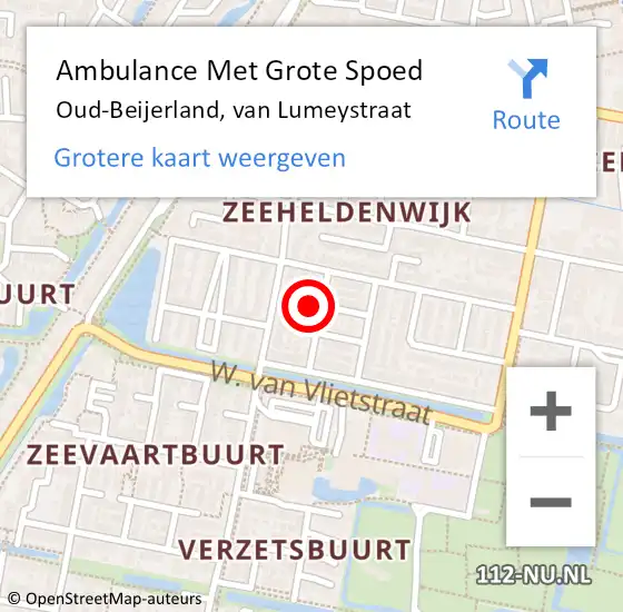 Locatie op kaart van de 112 melding: Ambulance Met Grote Spoed Naar Oud-Beijerland, van Lumeystraat op 20 juli 2023 16:55