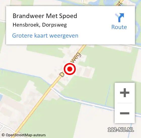 Locatie op kaart van de 112 melding: Brandweer Met Spoed Naar Hensbroek, Dorpsweg op 20 juli 2023 17:05
