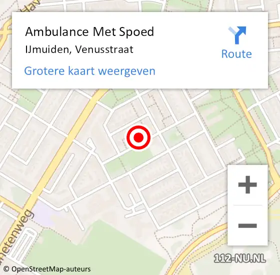 Locatie op kaart van de 112 melding: Ambulance Met Spoed Naar IJmuiden, Venusstraat op 20 juli 2023 17:08