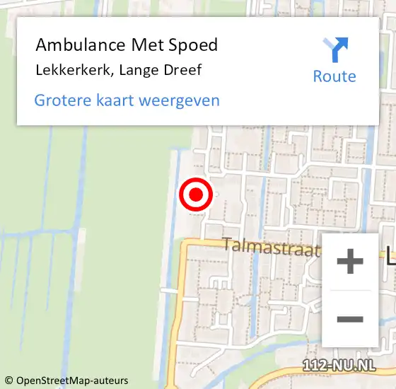 Locatie op kaart van de 112 melding: Ambulance Met Spoed Naar Lekkerkerk, Lange Dreef op 20 juli 2023 17:12