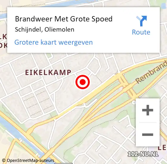 Locatie op kaart van de 112 melding: Brandweer Met Grote Spoed Naar Schijndel, Oliemolen op 20 juli 2023 17:14