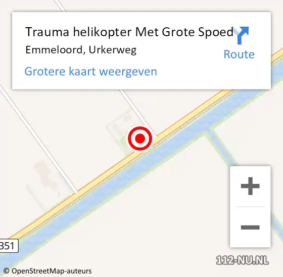Locatie op kaart van de 112 melding: Trauma helikopter Met Grote Spoed Naar Emmeloord, Urkerweg op 20 juli 2023 17:48