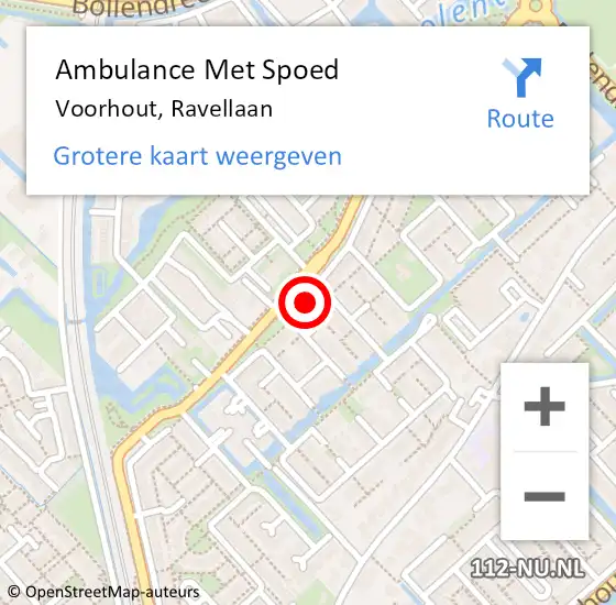 Locatie op kaart van de 112 melding: Ambulance Met Spoed Naar Voorhout, Ravellaan op 20 juli 2023 18:16