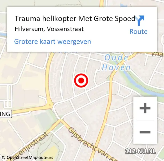 Locatie op kaart van de 112 melding: Trauma helikopter Met Grote Spoed Naar Hilversum, Vossenstraat op 20 juli 2023 18:53