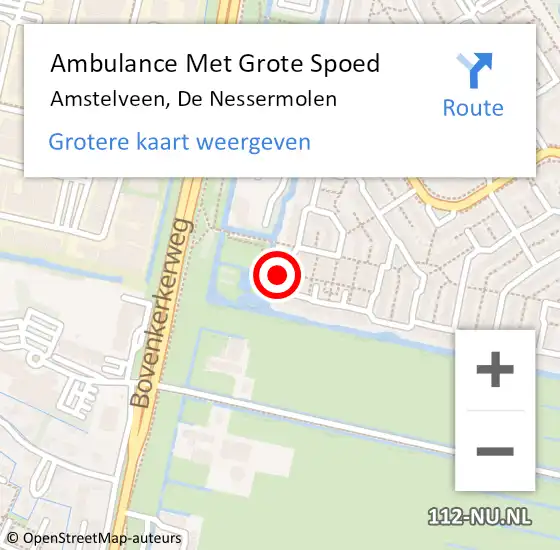 Locatie op kaart van de 112 melding: Ambulance Met Grote Spoed Naar Amstelveen, De Nessermolen op 20 juli 2023 19:03