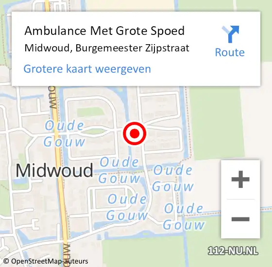 Locatie op kaart van de 112 melding: Ambulance Met Grote Spoed Naar Midwoud, Burgemeester Zijpstraat op 20 juli 2023 19:09