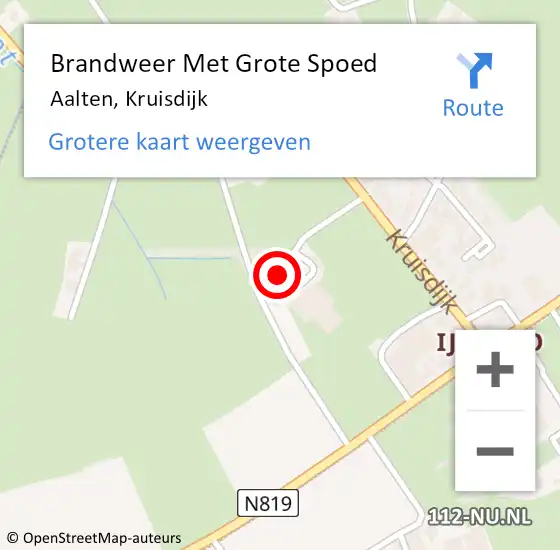 Locatie op kaart van de 112 melding: Brandweer Met Grote Spoed Naar Aalten, Kruisdijk op 20 juli 2023 19:20