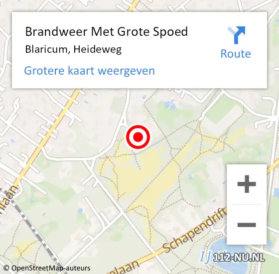 Locatie op kaart van de 112 melding: Brandweer Met Grote Spoed Naar Blaricum, Heideweg op 20 juli 2023 19:25