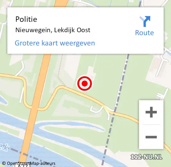Locatie op kaart van de 112 melding: Politie Nieuwegein, Lekdijk Oost op 20 juli 2023 20:11
