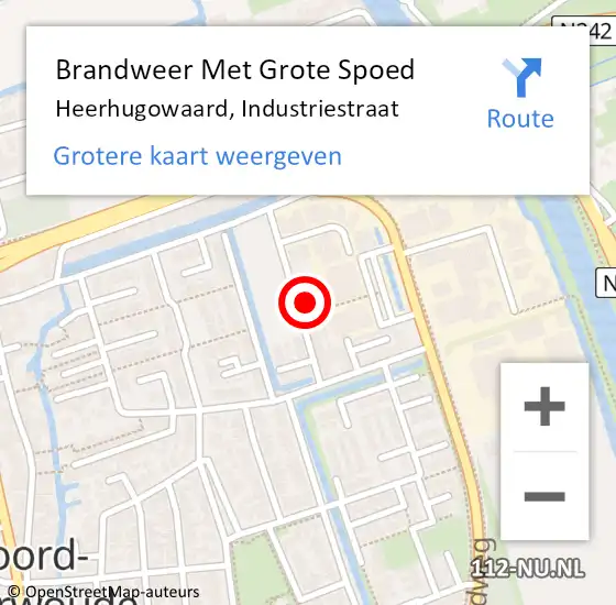 Locatie op kaart van de 112 melding: Brandweer Met Grote Spoed Naar Heerhugowaard, Industriestraat op 20 juli 2023 20:19