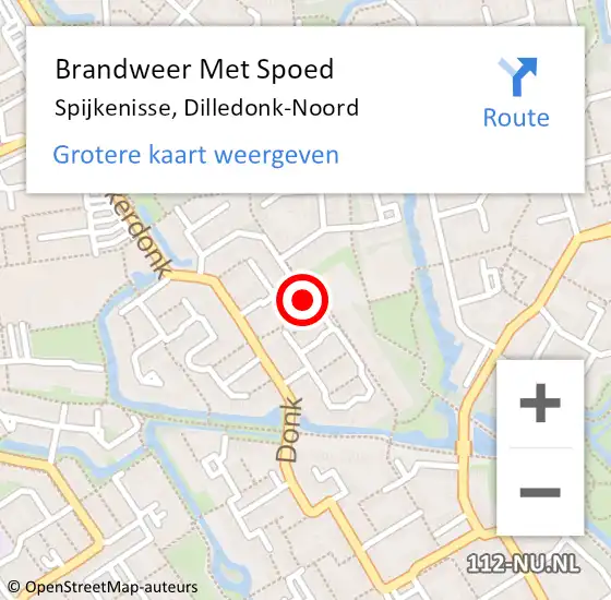 Locatie op kaart van de 112 melding: Brandweer Met Spoed Naar Spijkenisse, Dilledonk-Noord op 20 juli 2023 20:19